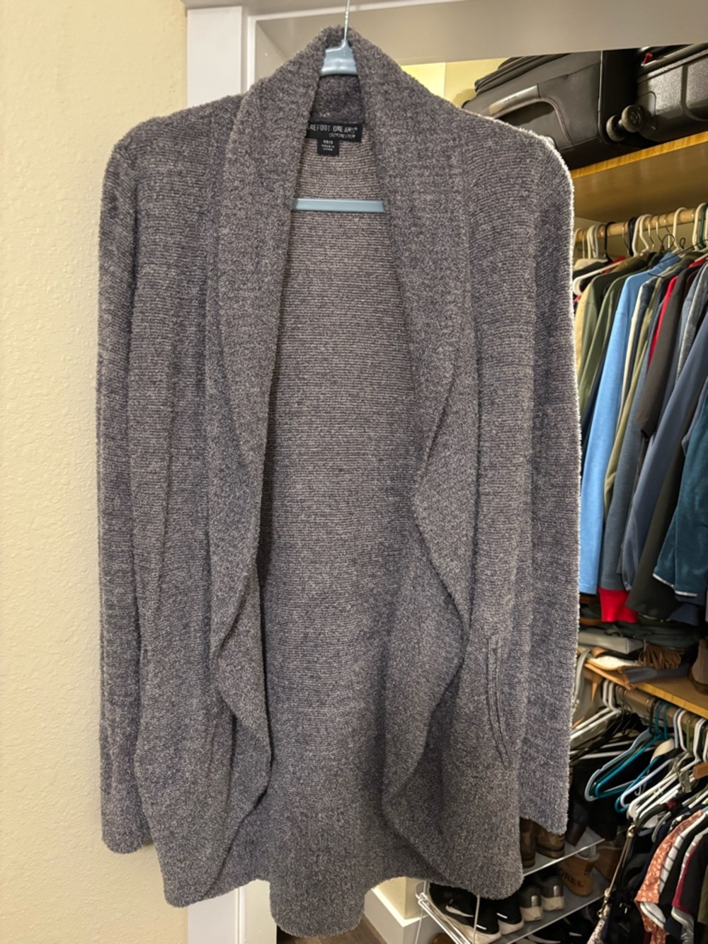 Barefoot Dreams Heather Gray Open-Front Shawl Collar Cardigan